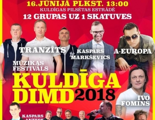 Fantastiska iespēja laimēt ielūgumus! 14 stundas mūzikas, 12 Latvijā populārākās mūzikas grupas. Kuldīga dimd 2018!