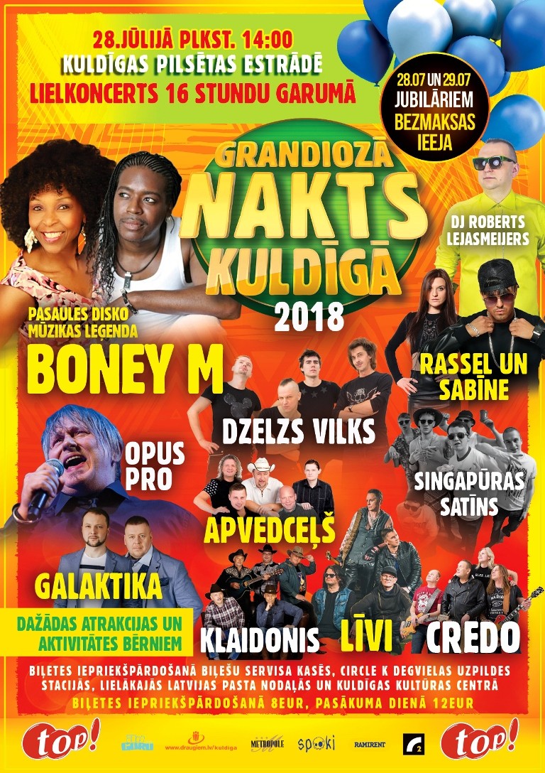 Boney M, CREDO, Klaidonis, Galaktika, LĪVI, Dzelzs Vilks, Galaktika GRANDIOZAJĀ NAKTĪ KULDĪGĀ 2018 (Bilde 2)