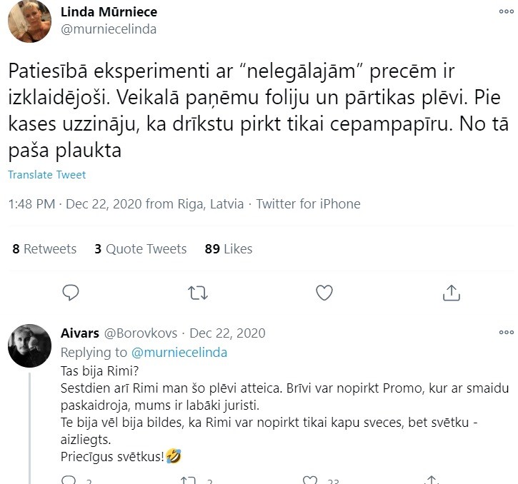 Linda Mūrniece veikalā mēģina tikt pie aizliegtajām precēm (Bilde 1)